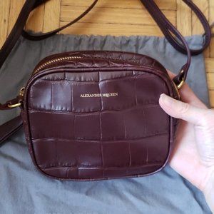 Alexander McQueen Croc-Effect Leather Camera Bag